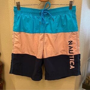 NAUTICA Men Color Block Swim Trunk Shorts Size Medium